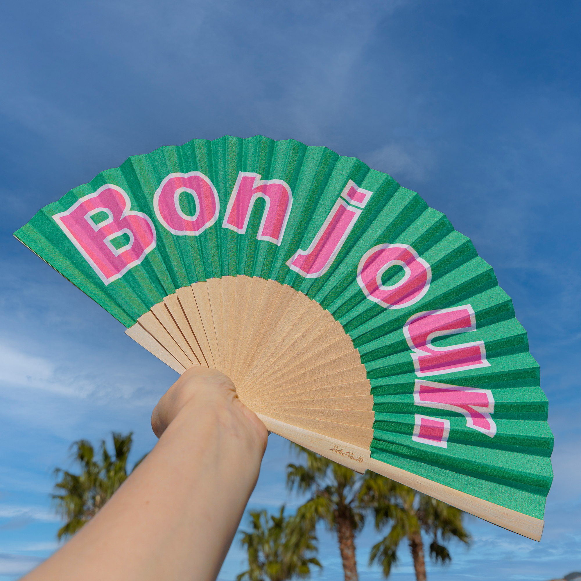 Abanico Bonjour verde - Imagen 2