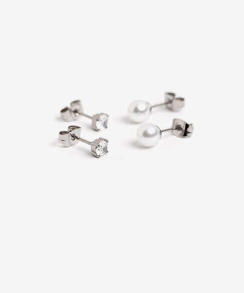 Pack pendientes perla y brillo