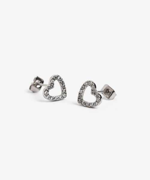 Pendientes corazón plateado