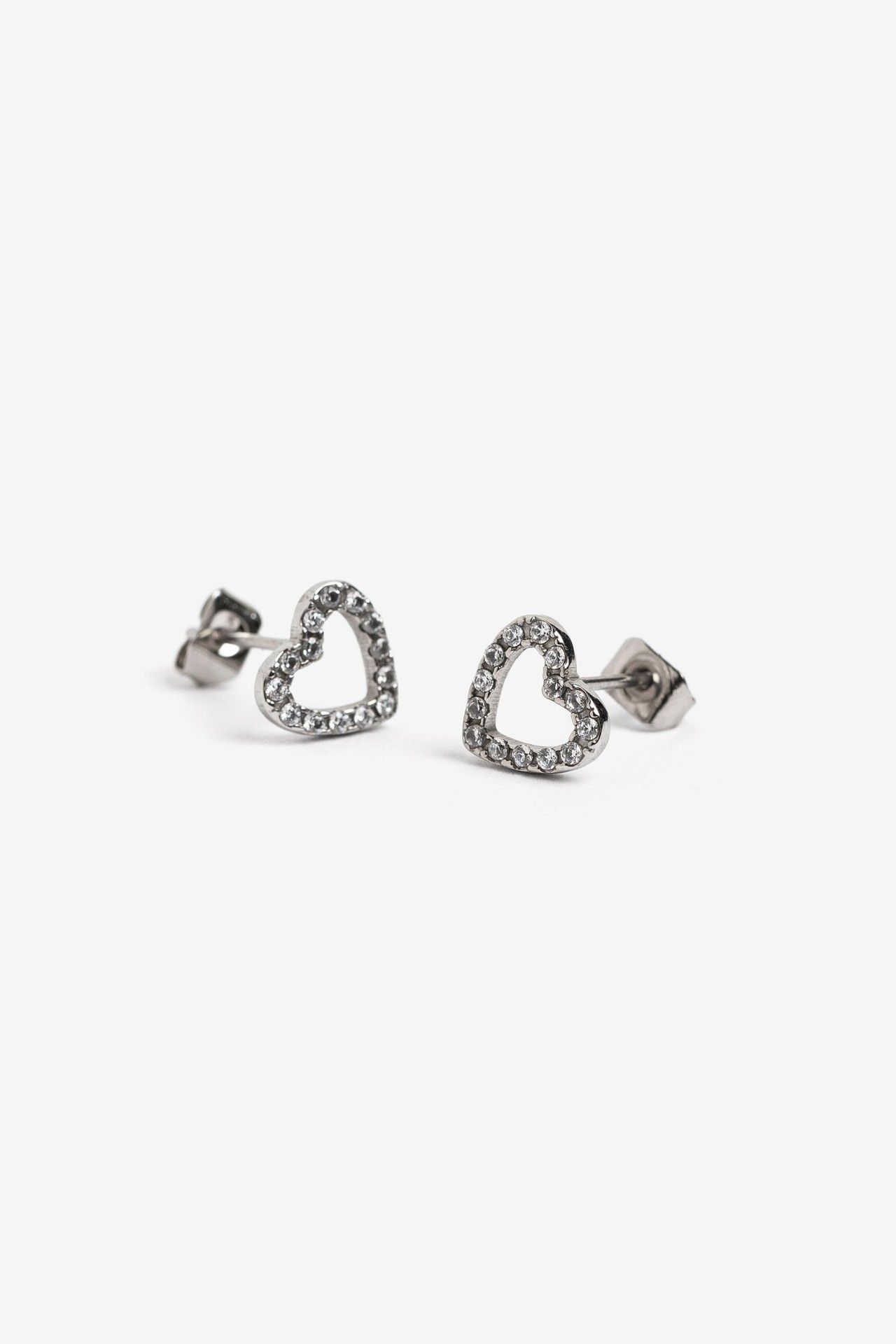 Pendientes corazón plateado