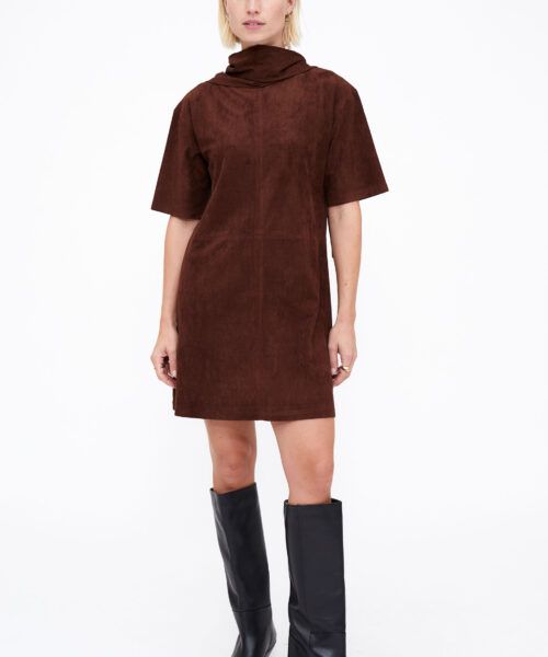 Vestido corto ante marrón