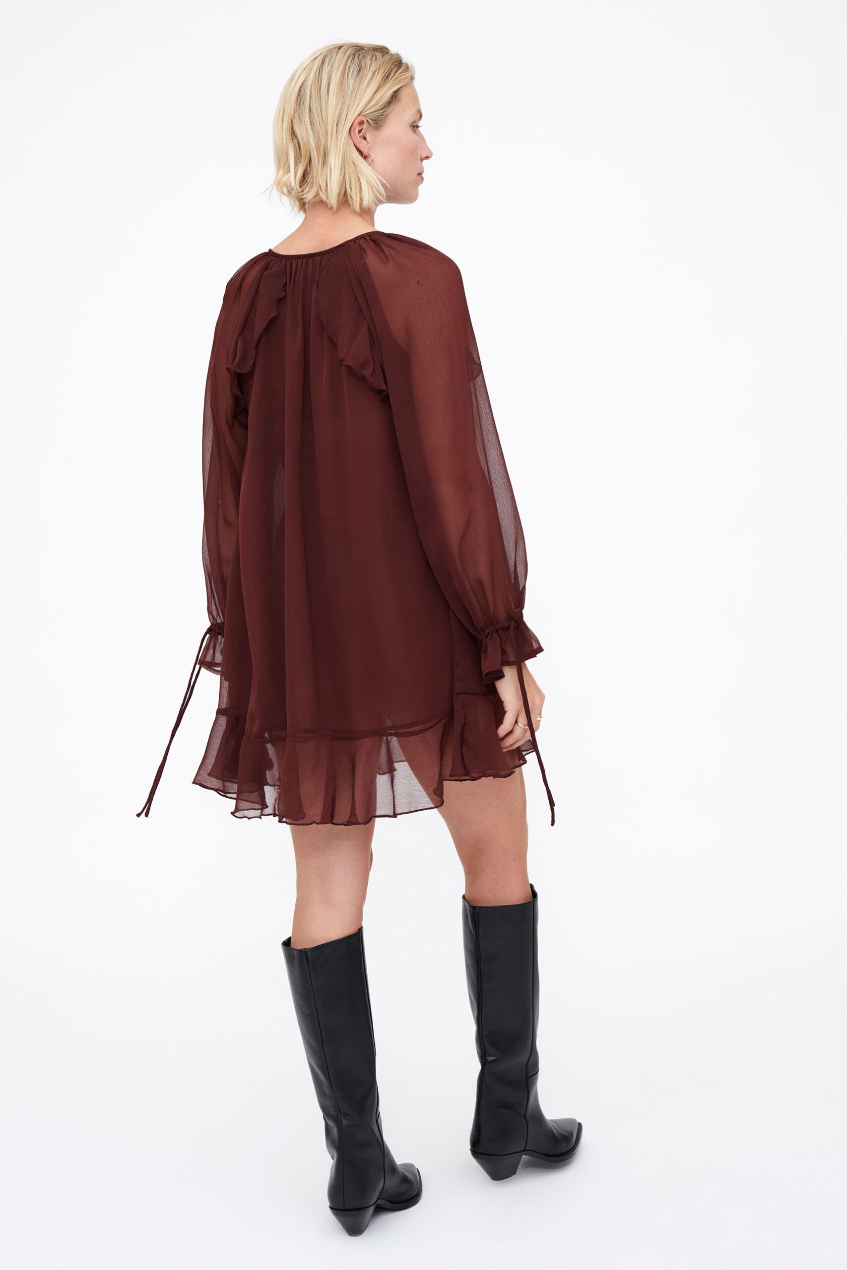 Vestido chiffon marrón - Imagen 4