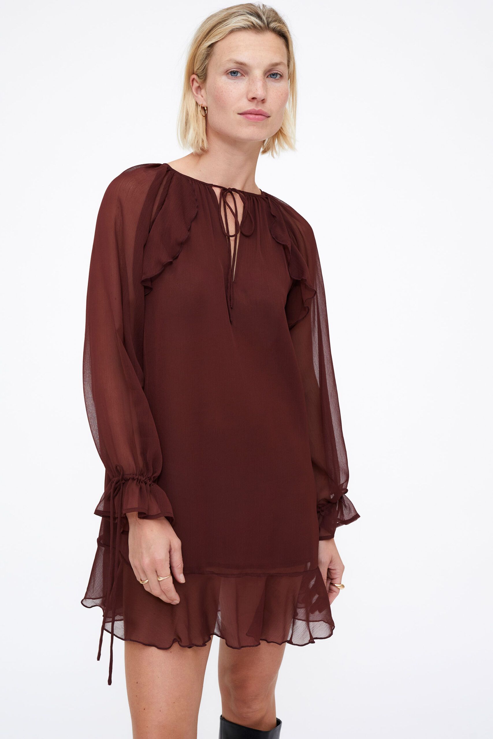 Vestido chiffon marrón - Imagen 3