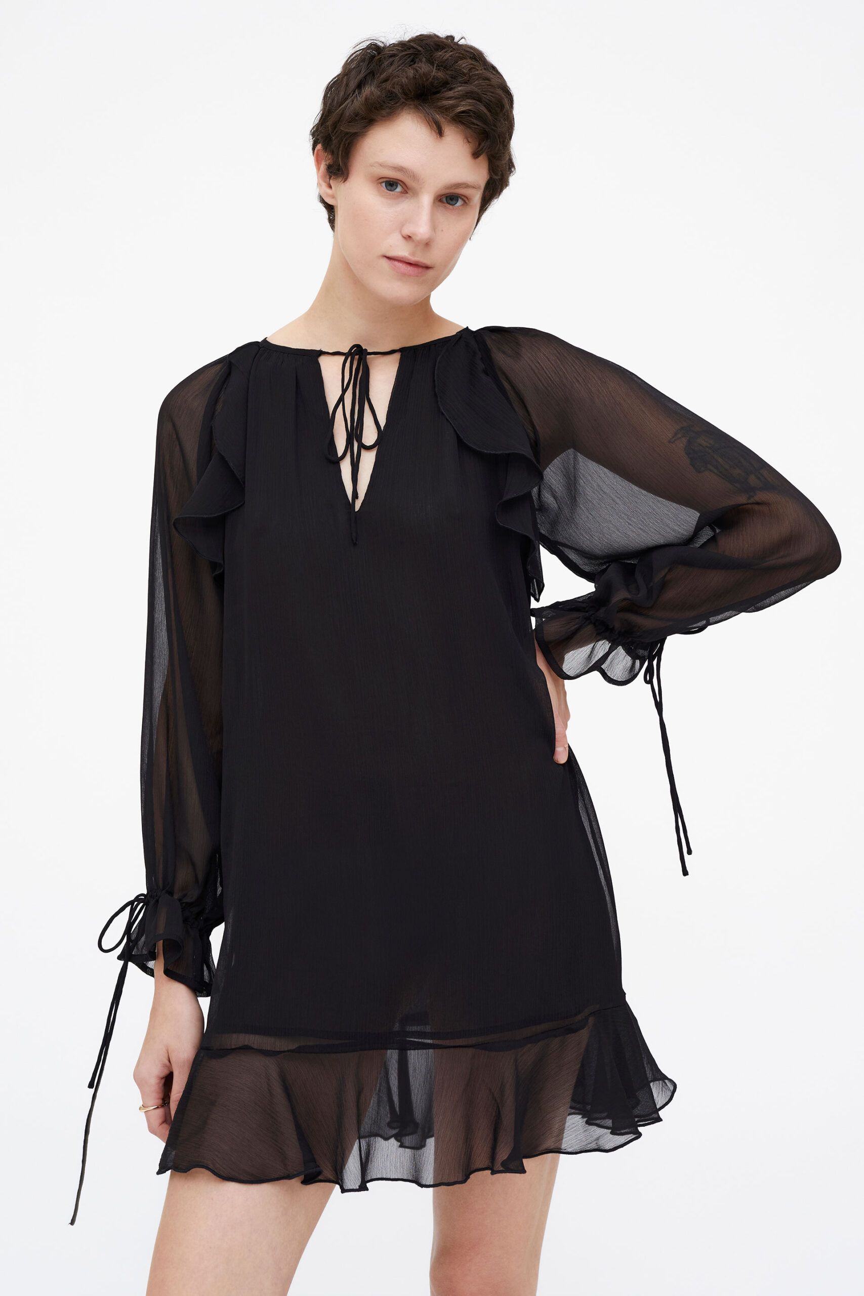 Vestido chiffon negro - Imagen 3
