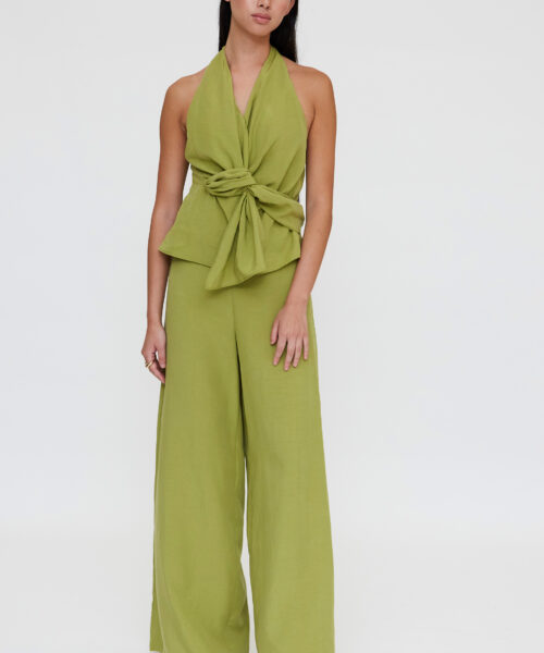 Pantalón wide leg verde