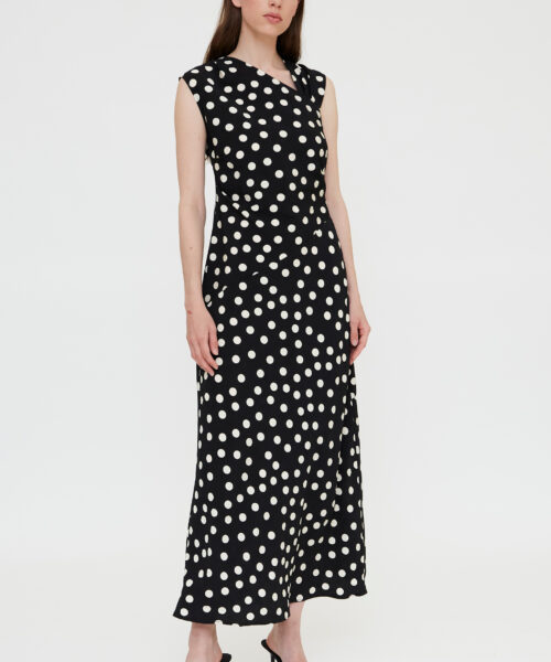 Vestido largo estampado punto negro y blanco