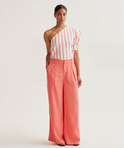 Pantalón wide leg coral
