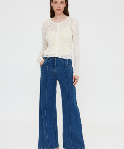 Pantalón vaquero wide leg azul