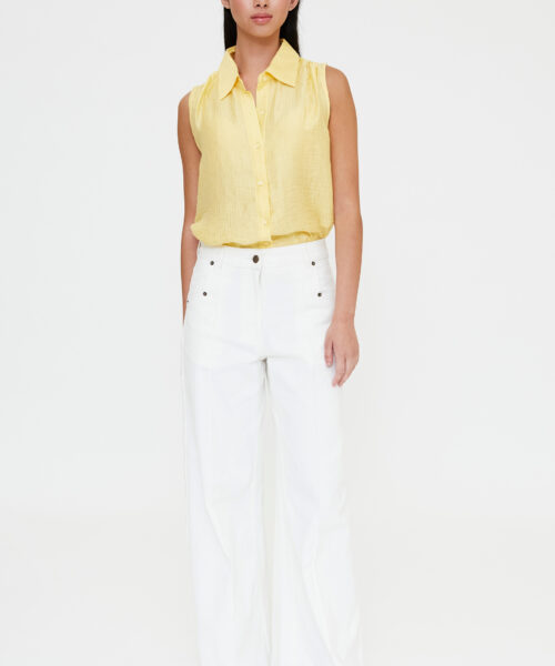 Pantalón vaquero wide leg blanco