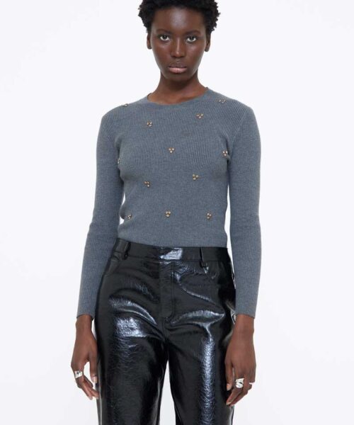 Jersey gris con apliques multicolor