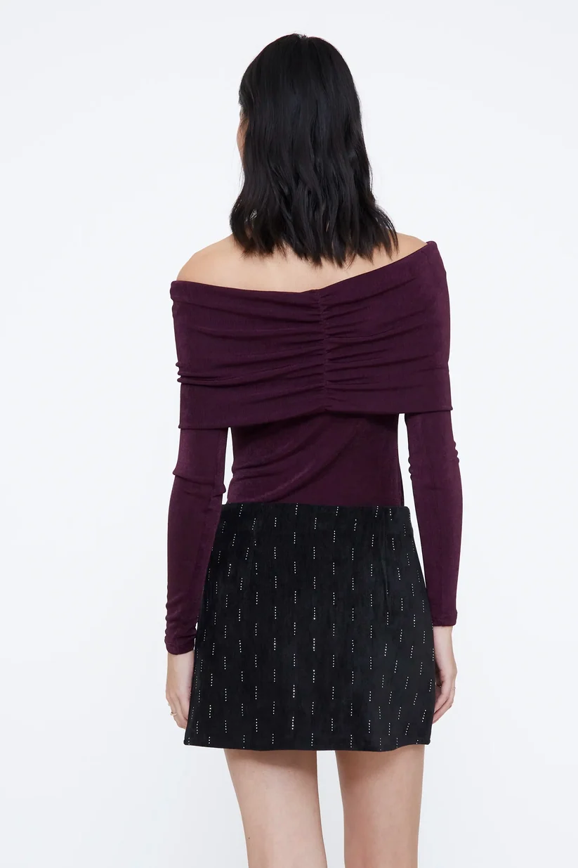 Top cuello barco burdeos - Imagen 2