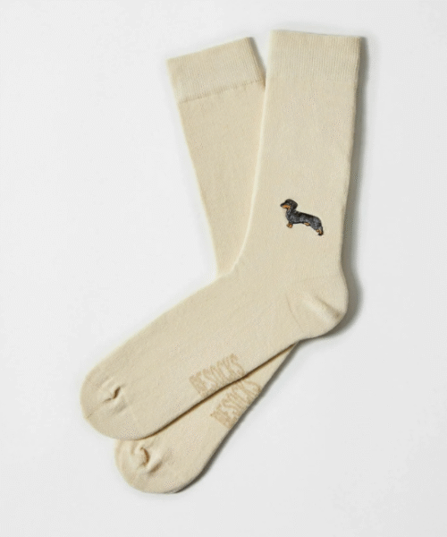 Calcetines pets bordados crudo