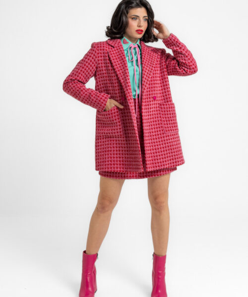 Blazer bolsillos pata gallo rosa