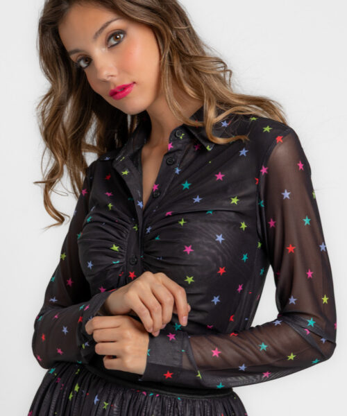 Camisa tul drapeada estrellas