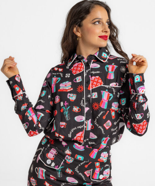 Camisa ribete Croissant negra